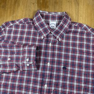 Brooks Brothers Long Sleeve Casual Button Down Shirt Sz L Red/Blue Plaid